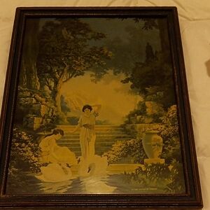 Antique framed print In the Garden of Dreams By CK Van Nortwick.